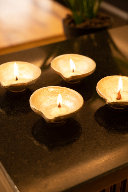 Textured Metal Diya (set of 4)